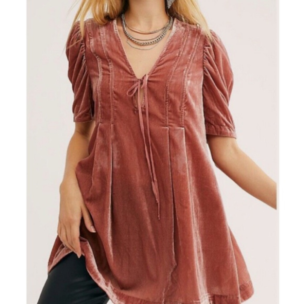 Free People Adelle Velvet Tunic Top